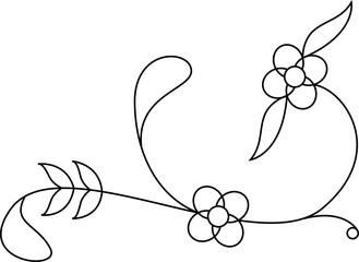 Line art sketch drawing of flower element