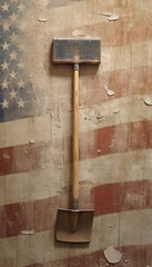 USA flag and spade