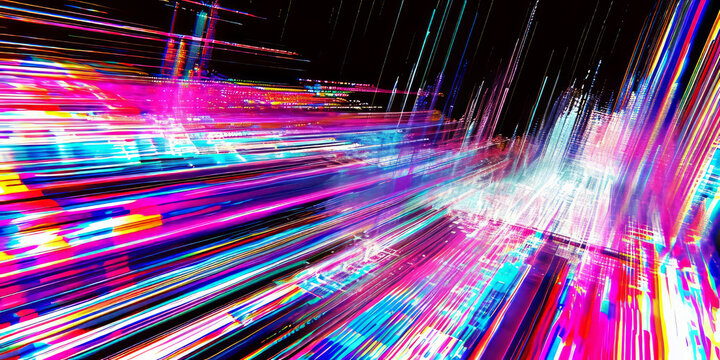 Neon Abstract Light Streaks on Dark Background