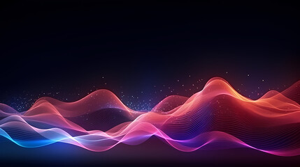 Futuristic technology background of digital glowing waves and network system