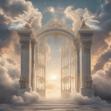 Gate in the Clouds, Flying Doves: A Heavenly Symbol of Peace and Serenity