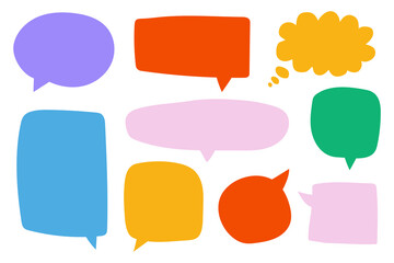 Set of different colorful speech bubble on white background. Vector illustration