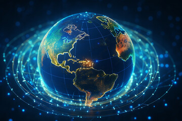 Fototapeta premium globe on blue background