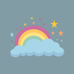 vector flat illustrations cute rainbows cloud