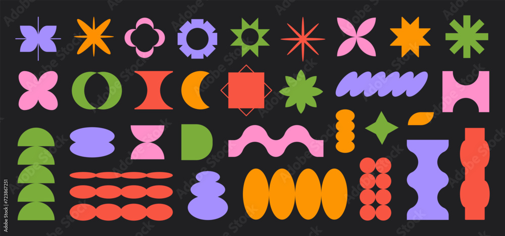 Aufkleber vector set of abstract colorful geometric shapes. bright brutal contemporary icons. various geometri