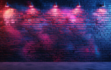 neon light on brick wall background