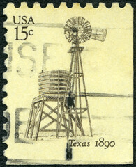 USA - 1980: shows Southwestern Windmill, Texas, 1890, Mills, 1980