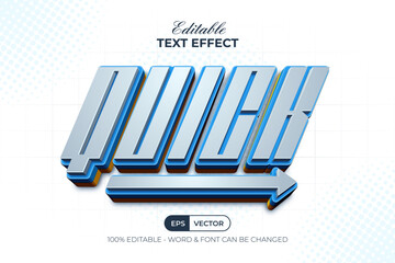 Blue 3D Text Effect Quick Style. Editable Text Effect.