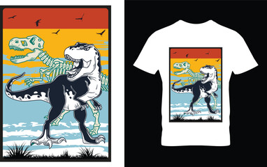 Dinosaur skull t-shirt design.Colorful and fashionable t-shirt design for men and women.