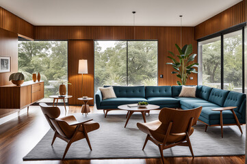 Fototapeta premium modern living room with wooden flooring