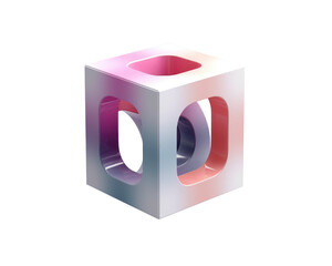 3d illustration gradient futuristic cube isolated on transparent background