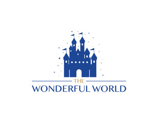Blue Castle Wonderland Logo Design Template