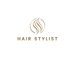 Gold Hair Beauty Business Logo Design Template