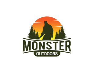 Mountain Forest Bigfoot Logo Design Template