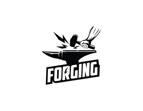 Monogram Forging Blacksmith Business Logo Design Template