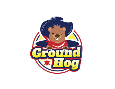Sheriff Western Ground Hog Logo Design Template
