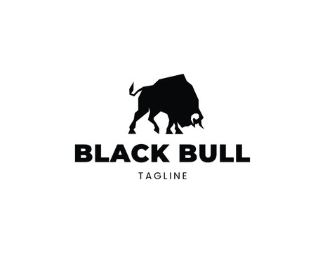 Simple Black Bull Beast Logo Design Template