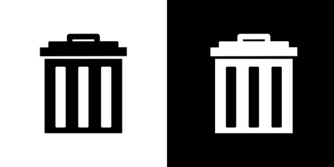 Trash can icon. Black icon. Black Logo. Icon set.