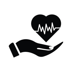 Hand heartbeat icon