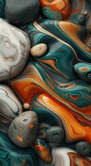 Green and orange stones illustration background