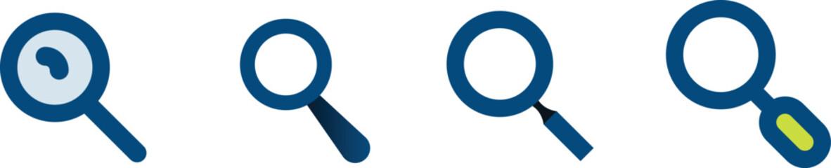 Magnifying glass icon. Search icon set. Magnifier or loupe sign flat style