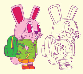 cute animal doodle illustration for coloring page drawing book