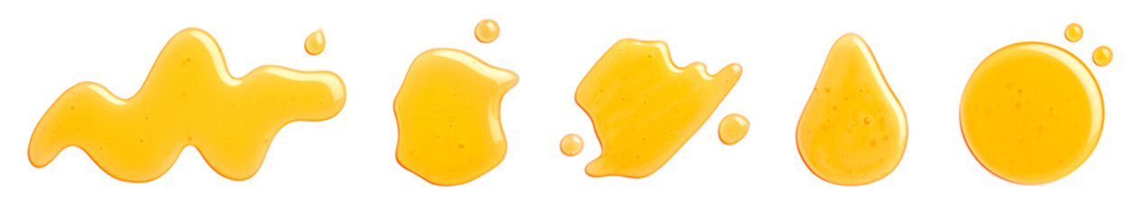 Set of various yellow honey spill, splash and drops © baibaz