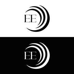 EE logo. E E design. White EE letter. EE, E E letter logo SET design. Initial letter EE linked circle uppercase monogram logo. E E letter logo SET vector design. EE letter logo design