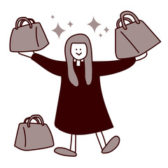 バッグを買う女性