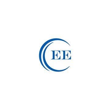 EE logo. E E design. White EE letter. EE, E E letter logo SET design. Initial letter EE linked circle uppercase monogram logo. E E letter logo SET vector design. EE letter logo design