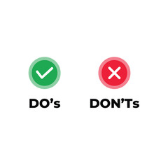 Do and Don't or Good and Bad Icons with Positive and Negative Symbols