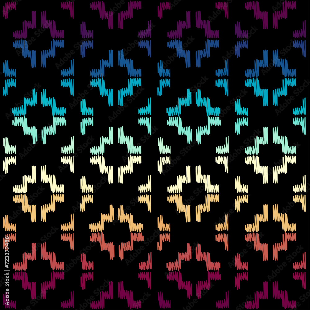 Poster grunge random embroidery vector seamless pattern made in ethnic style. african traditional design. c