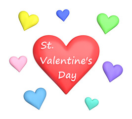 3d cartoon colorful heart shape isolated on white background. Suitable for decoration for Valentine's Day. 3d rendering