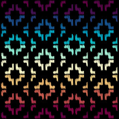 Grunge random embroidery Vector Seamless Pattern made in ethnic style. African traditional design. Creative boho pattern.