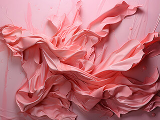 A pink crumpled paper image with black