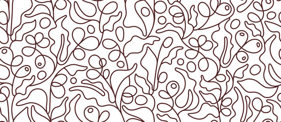 Coffee seamless pattern. Vector plantation, beans
