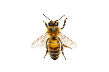 Honey Bee Top View Isolated on Transparent Background - obrazy, fototapety, plakaty