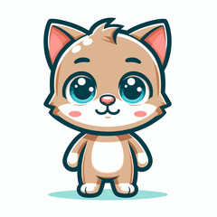 Cartoon character cat, flat colors