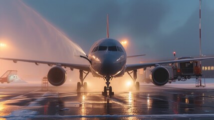 Ground crew provides deicing, spraying the aircraft, which prevents the occurrence of frost