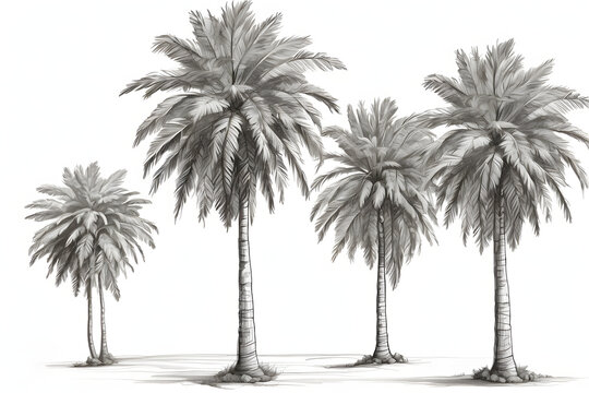 Front view of isolated palm beach illustration on white background