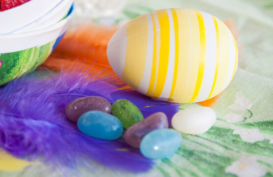 easter egg decoration with stearic candle