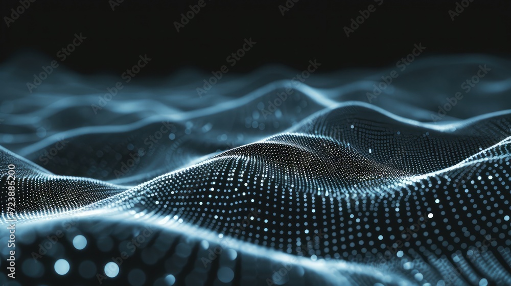 Poster wave of dots and weave lines. abstract background. network connection structure.
