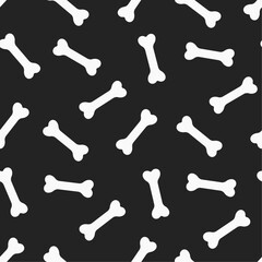White bones on black background. Vector seamless pattern. Best for textile, print, wrapping paper, package and Halloween's decoration.
