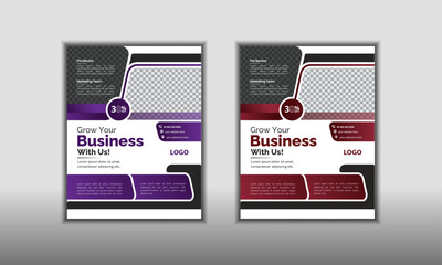 a set of 2 A4 flyer templates with a contemporary blue design that are ideal for imaginative, well-established businesses
