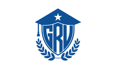 GR three letter iconic academic logo design vector template. monogram, abstract, school, college, university, graduation cap symbol logo, shield, model, institute, educational, coaching canter, tech