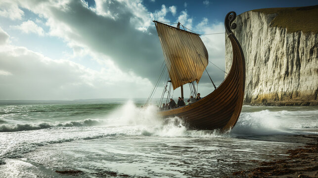 The arrival of the Vikings in England in ancient times.
