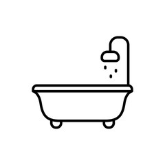 Bathtub outline icons, minimalist vector illustration ,simple transparent graphic element .Isolated on white background