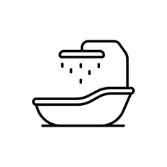 Bathtub outline icons, minimalist vector illustration ,simple transparent graphic element .Isolated on white background