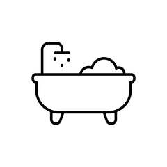 Bathtub outline icons, minimalist vector illustration ,simple transparent graphic element .Isolated on white background