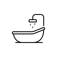 Bathtub outline icons, minimalist vector illustration ,simple transparent graphic element .Isolated on white background